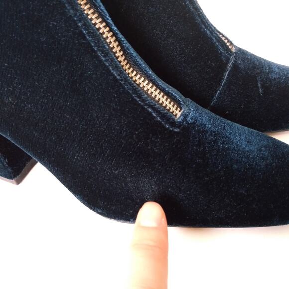 Zara Trafaluc EU 35 Velvet Zip Front Boots Chunky Heel Blue Funky Cool Holiday - Picture 8 of 10